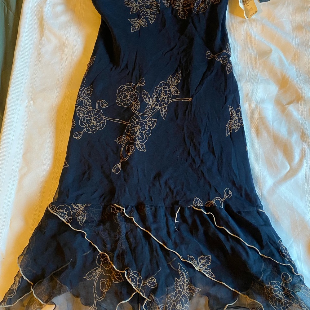 Allen B. By Allen Schwartz Black Gold Cocktail Midi Dress